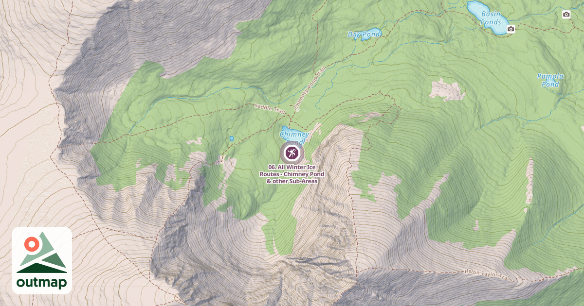 Map of 06. All Winter Ice Routes - Chimney Pond & other Sub-Areas