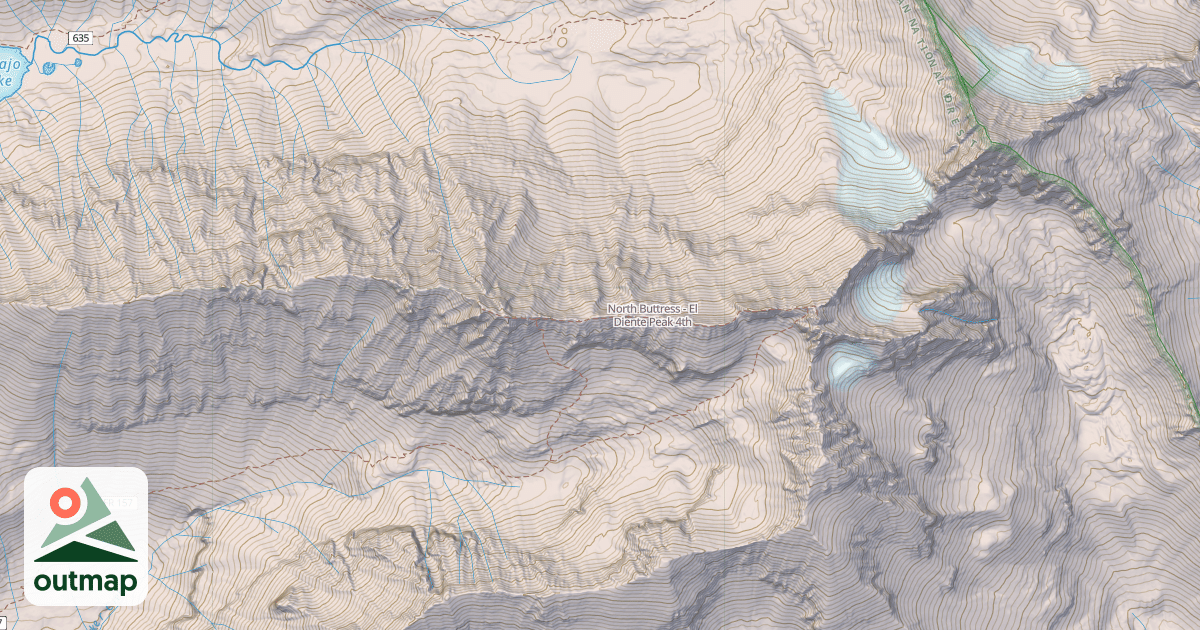 Map of North Buttress - El Diente Peak
