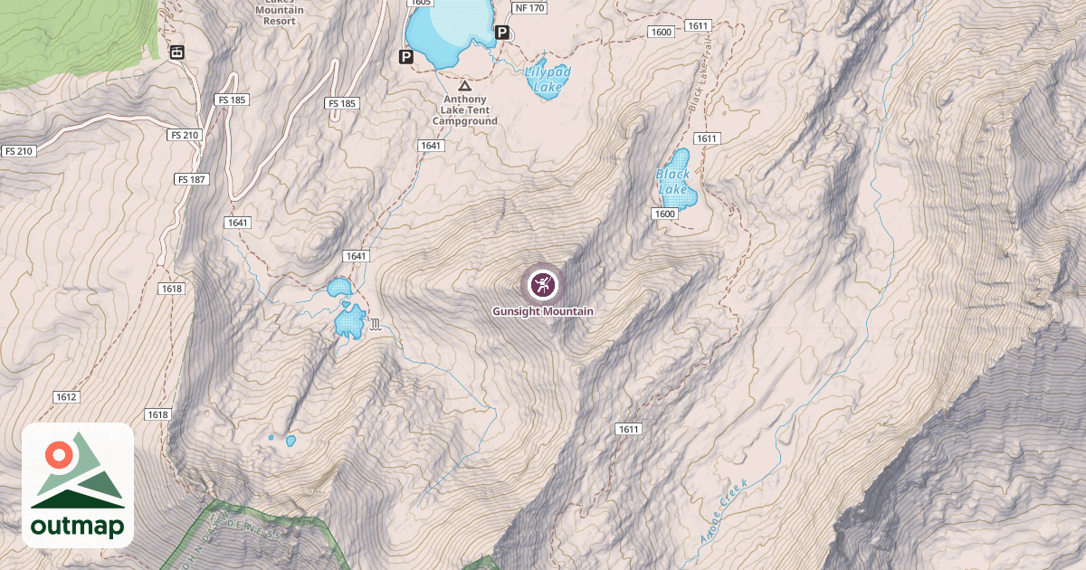 Map of Gunsight Mountain