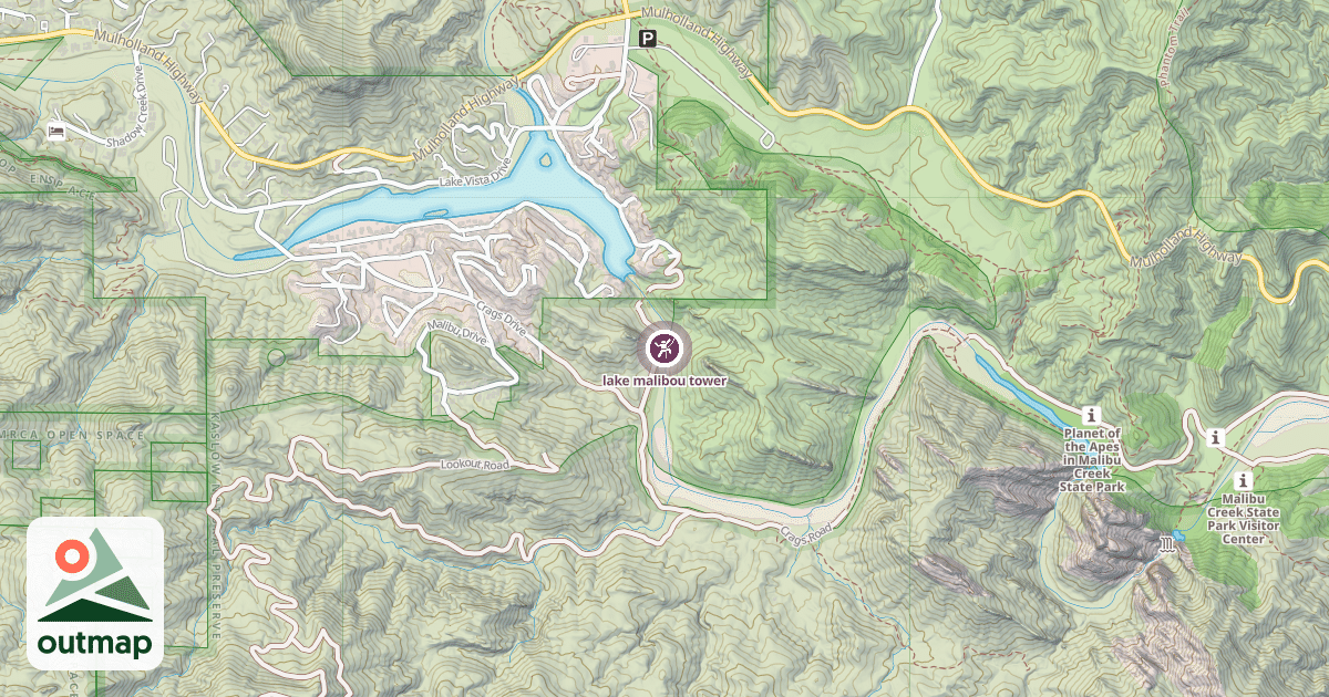Map of lake malibou tower