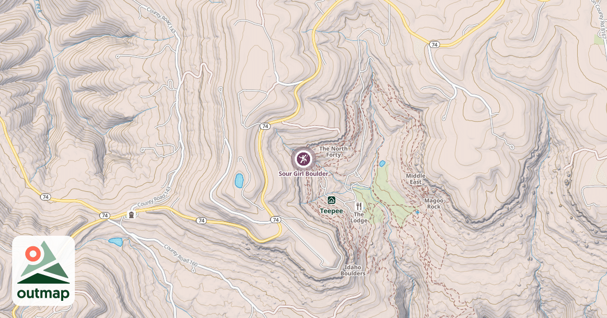 Map of Sour Girl Boulder