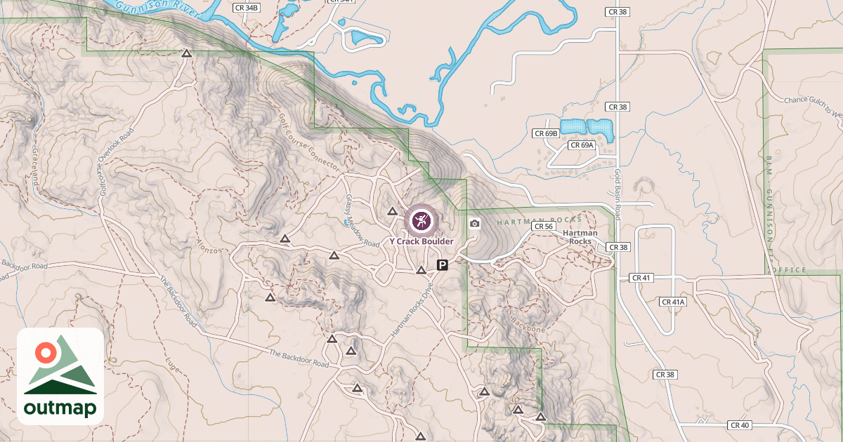 Map of Y Crack Boulder