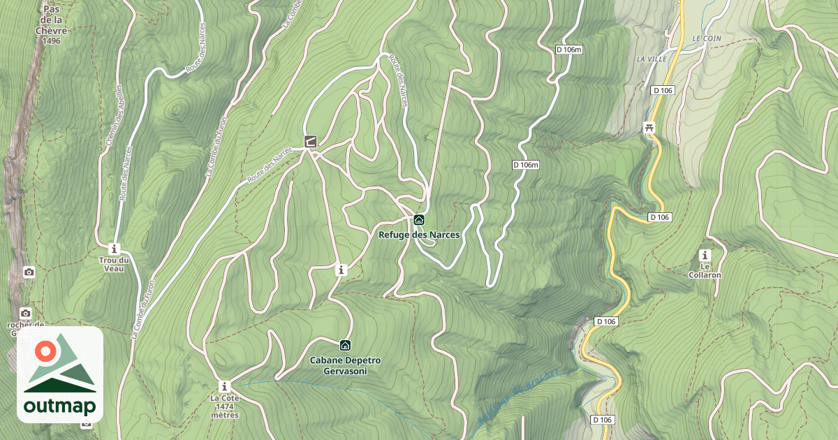 Map of Refuge des Narces