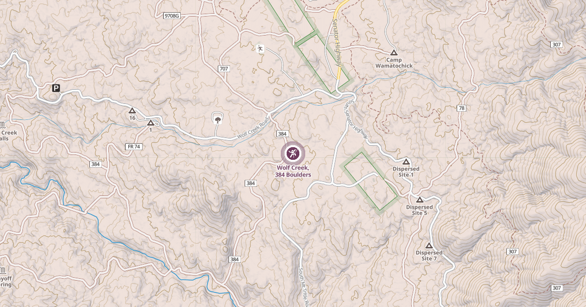 Map preview of Wolf Creek, 384 Boulders
