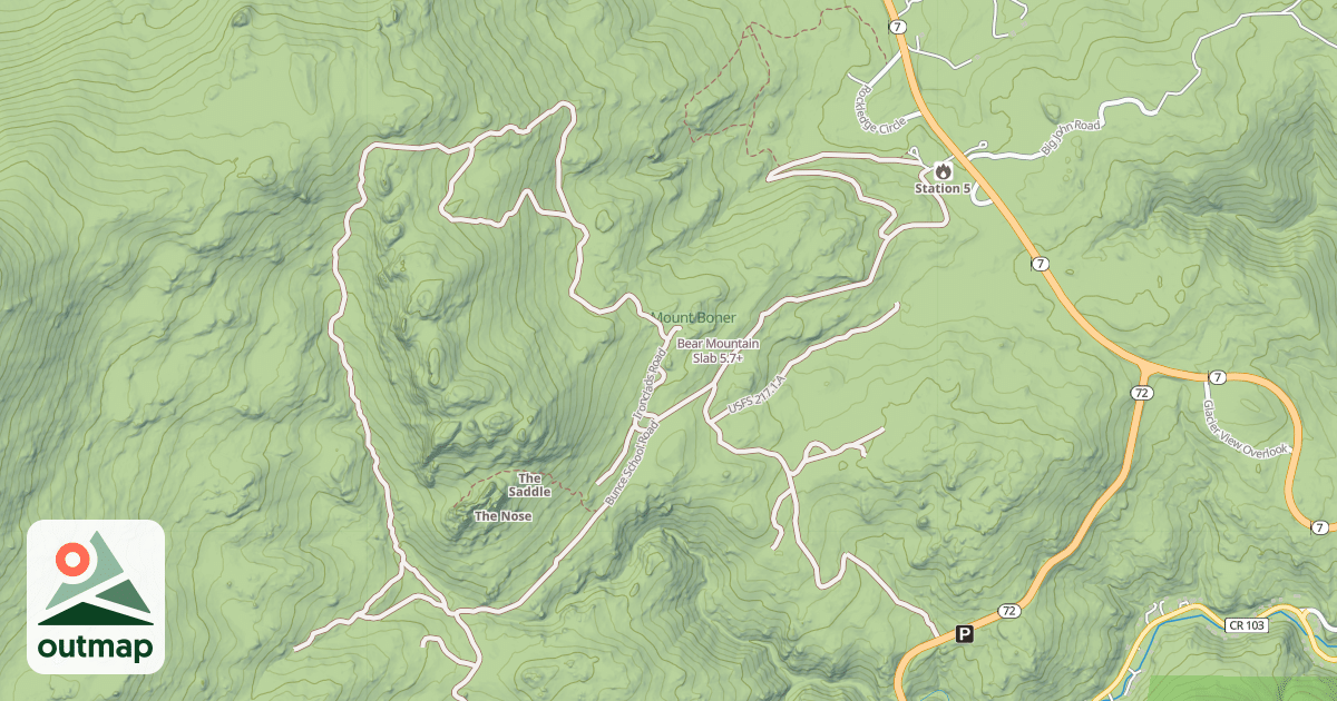 Map of Bear Mountain Slab