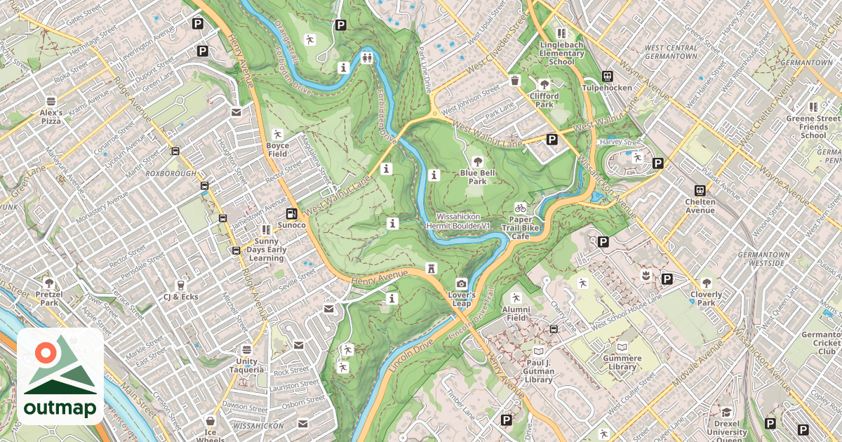 Map of Wissahickon Hermit Boulder