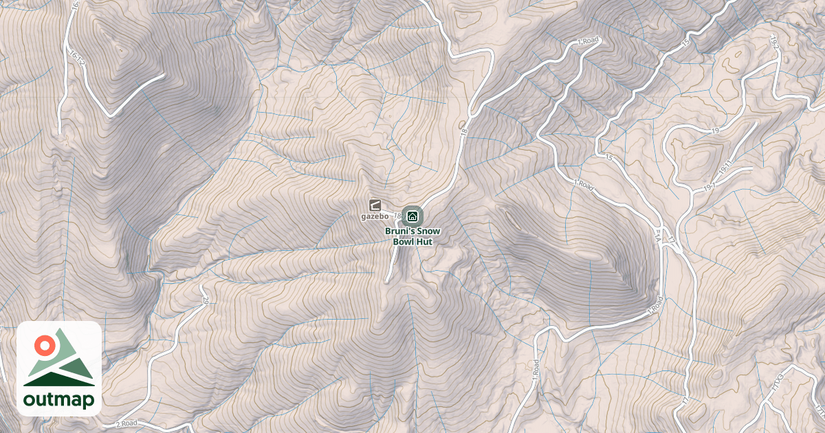 Map of Bruni's Snow Bowl Hut