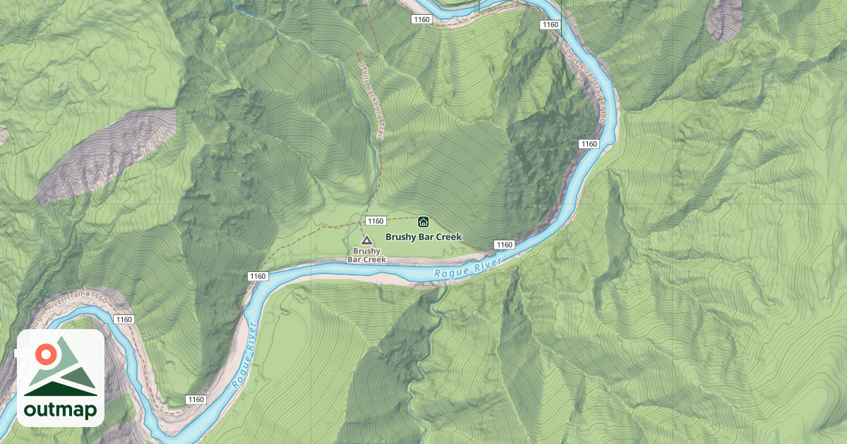 Map of Brushy Bar Creek