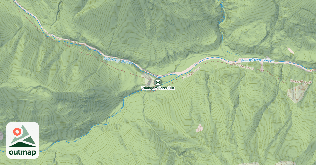 Map of Waingaro Forks Hut