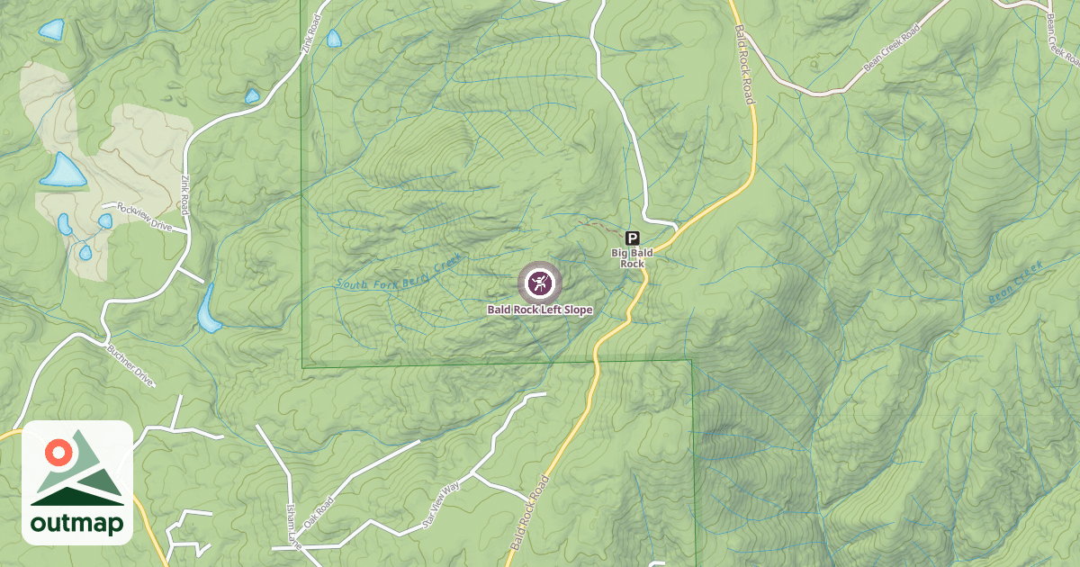 Map of Bald Rock Left Slope