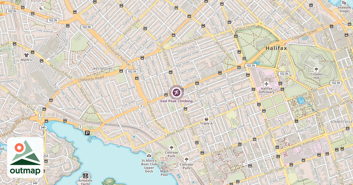 Map of East Peak Climbing
