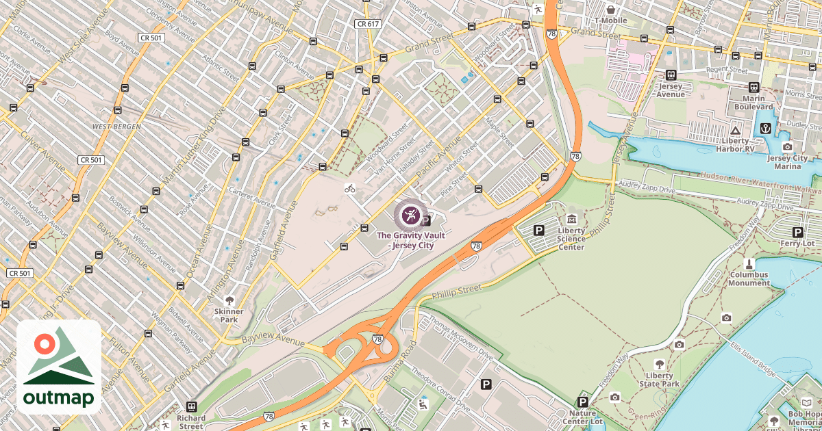 Map of The Gravity Vault - Jersey City