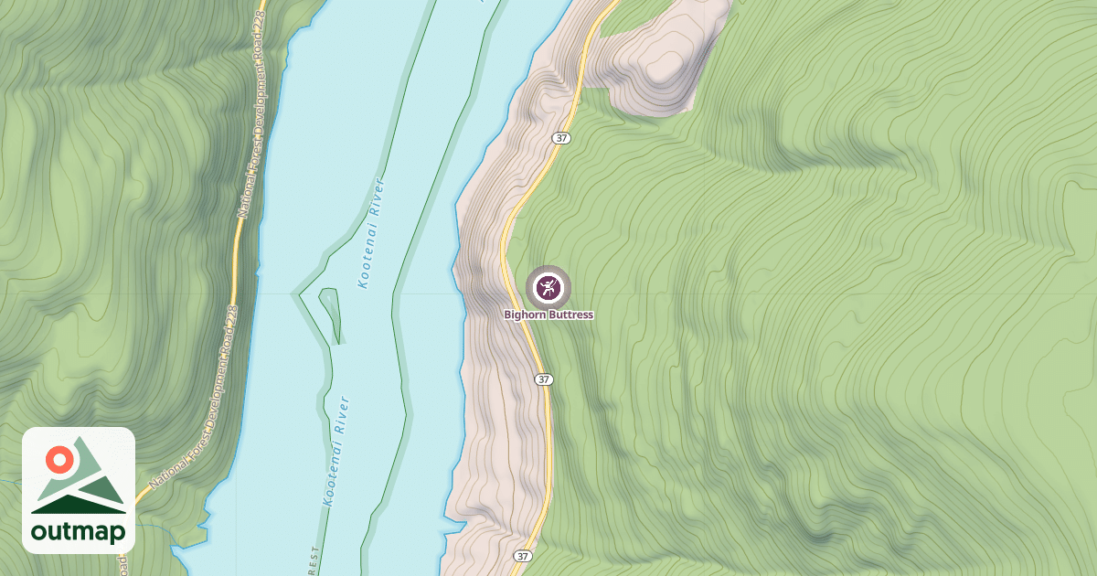 Map of Bighorn Buttress
