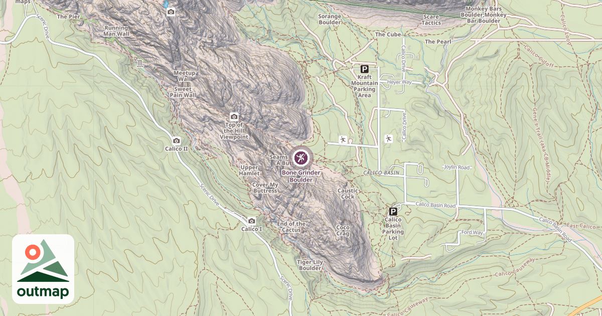 Map of Bone Grinder Boulder