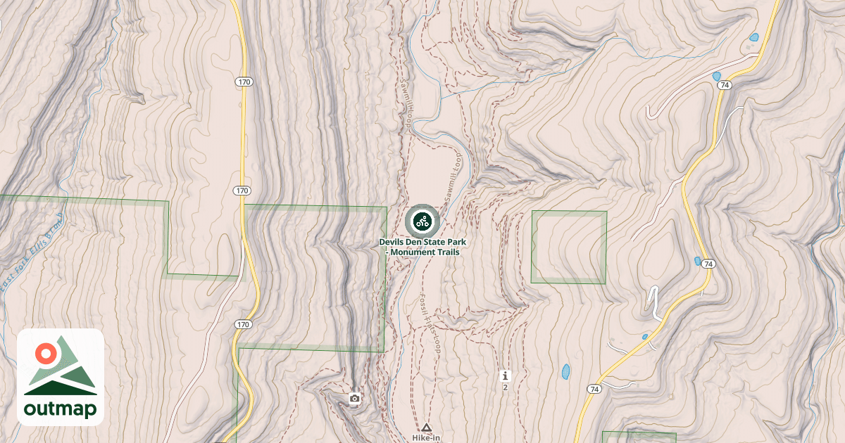 Map of Devils Den State Park - Monument Trails