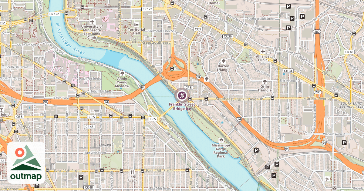 Map of Franklin Street Bridge Ice