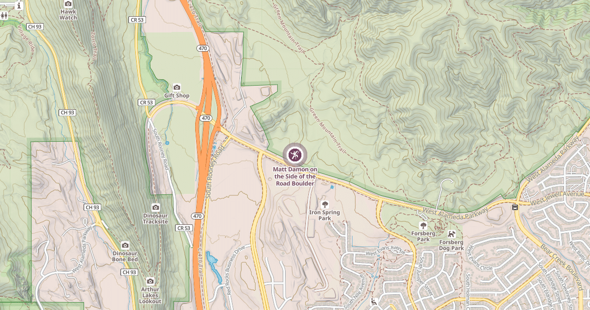 Map preview of Matt Damon on the Side of the Road Boulder
