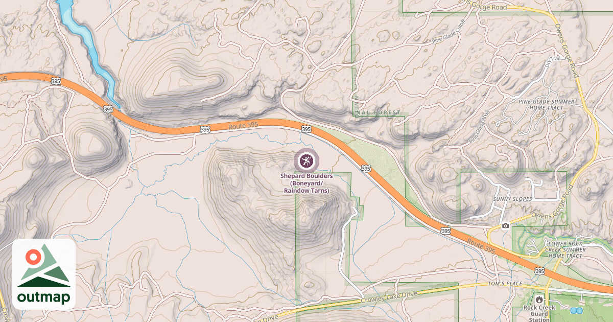 Map of Shepard Boulders (Boneyard/Raindow Tarns)