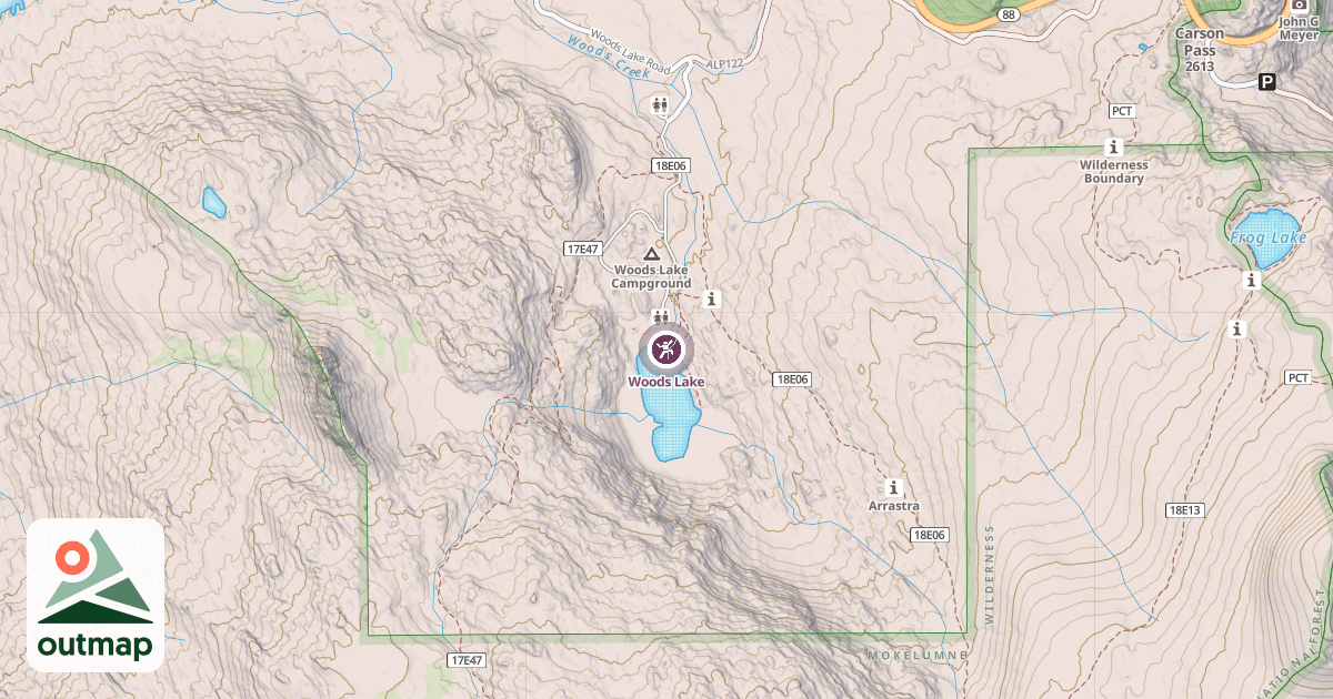 Map of Woods Lake