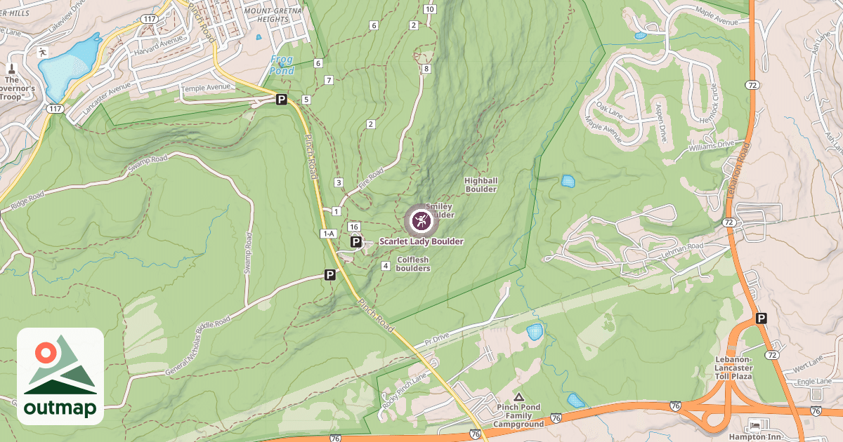 Map of Scarlet Lady Boulder
