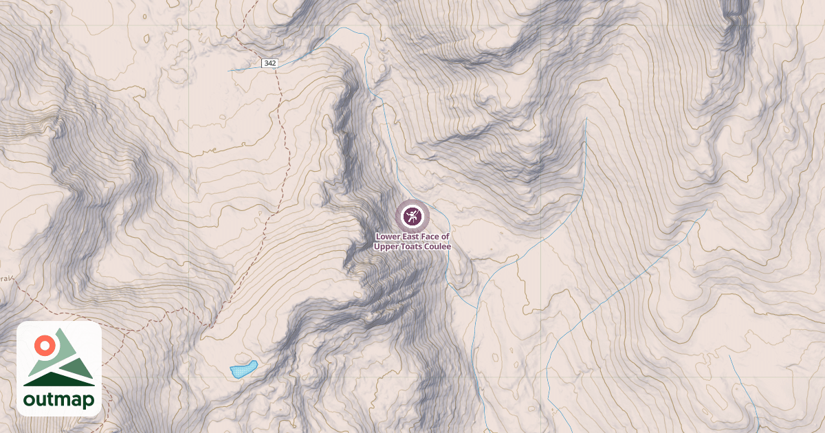 Map of Lower East Face of Upper Toats Coulee