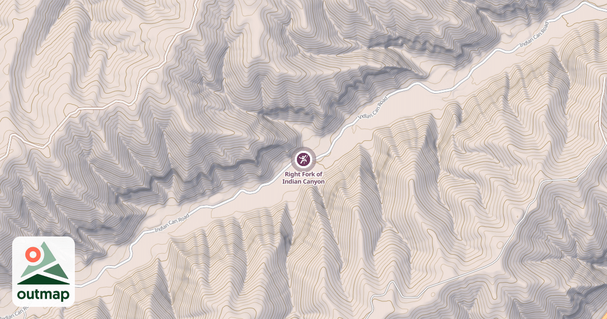 Map of Right Fork of Indian Canyon