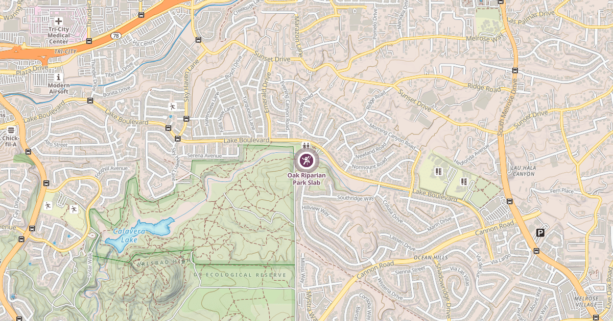 Map preview of Oak Riparian Park Slab