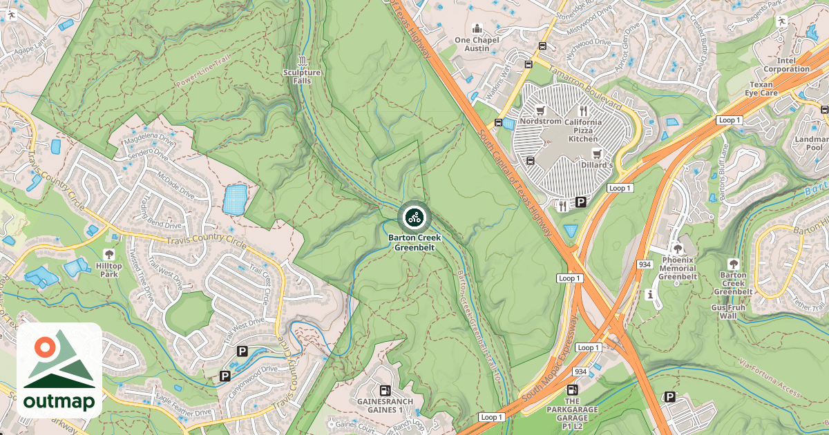 Map of Barton Creek Greenbelt