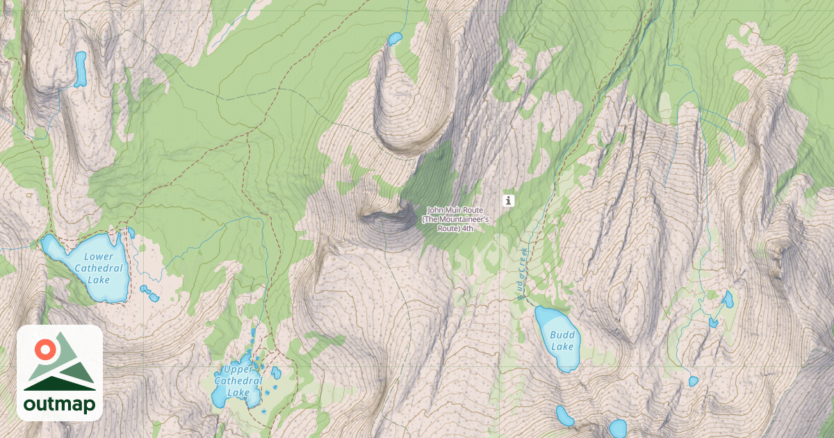 Map of John Muir Route (The Mountaineer's Route)