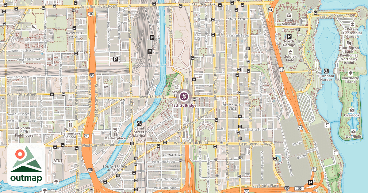 Map of 18th St Bridge