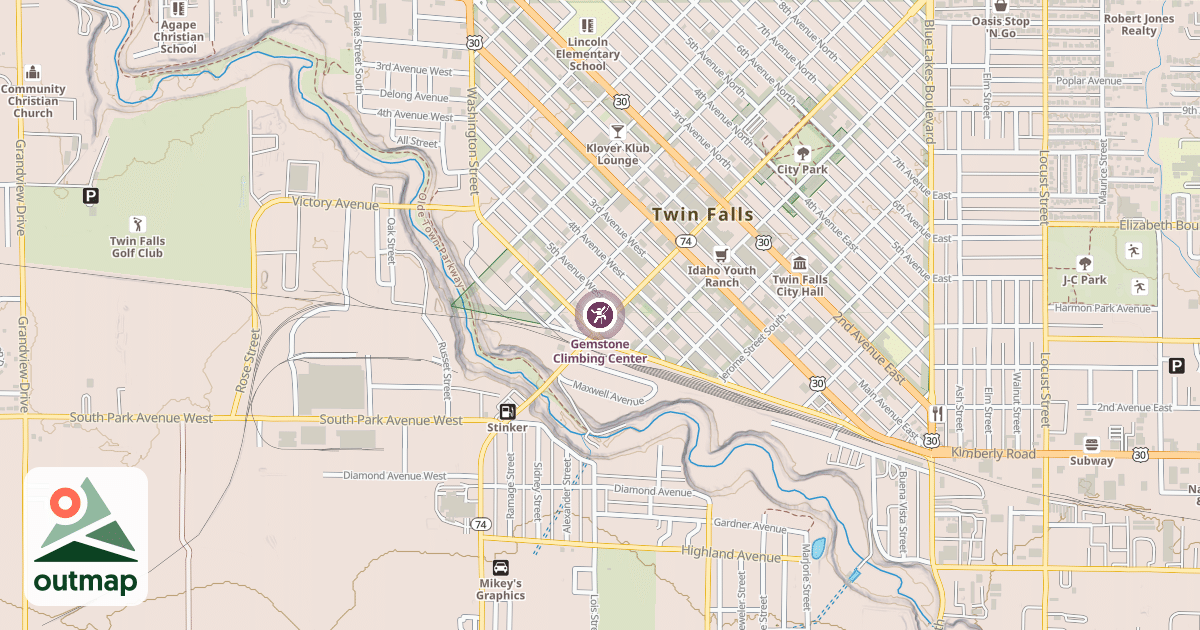 Map of Gemstone Climbing Center