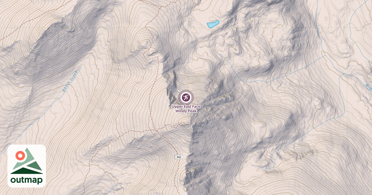Map of Upper East Face Windy Peak