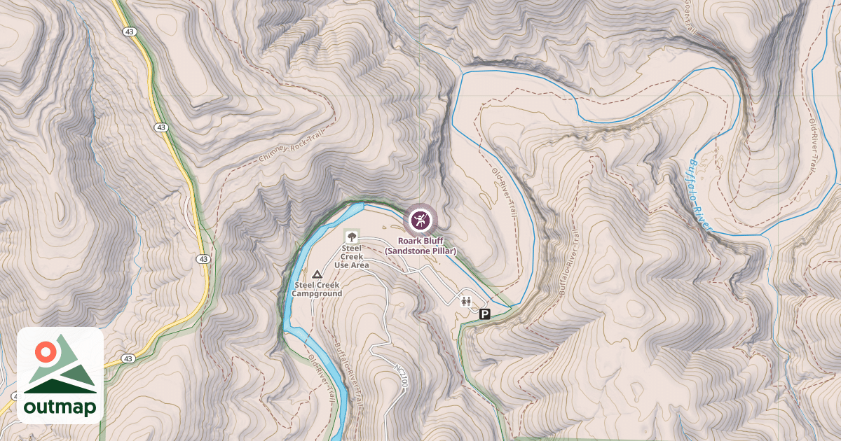 Map of Roark Bluff (Sandstone Pillar)