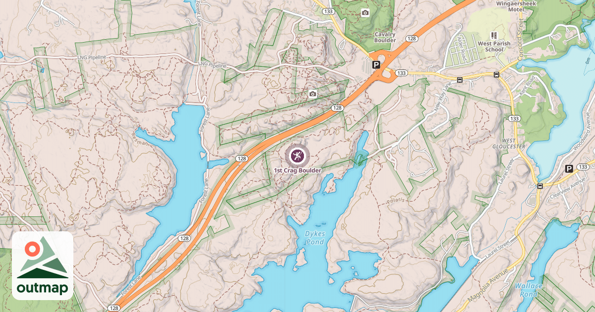 Map of 1st Crag Boulder