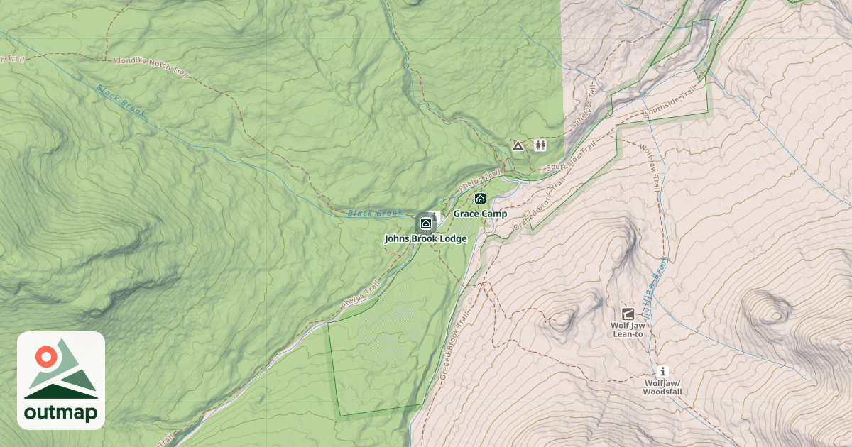 Map of Johns Brook Lodge