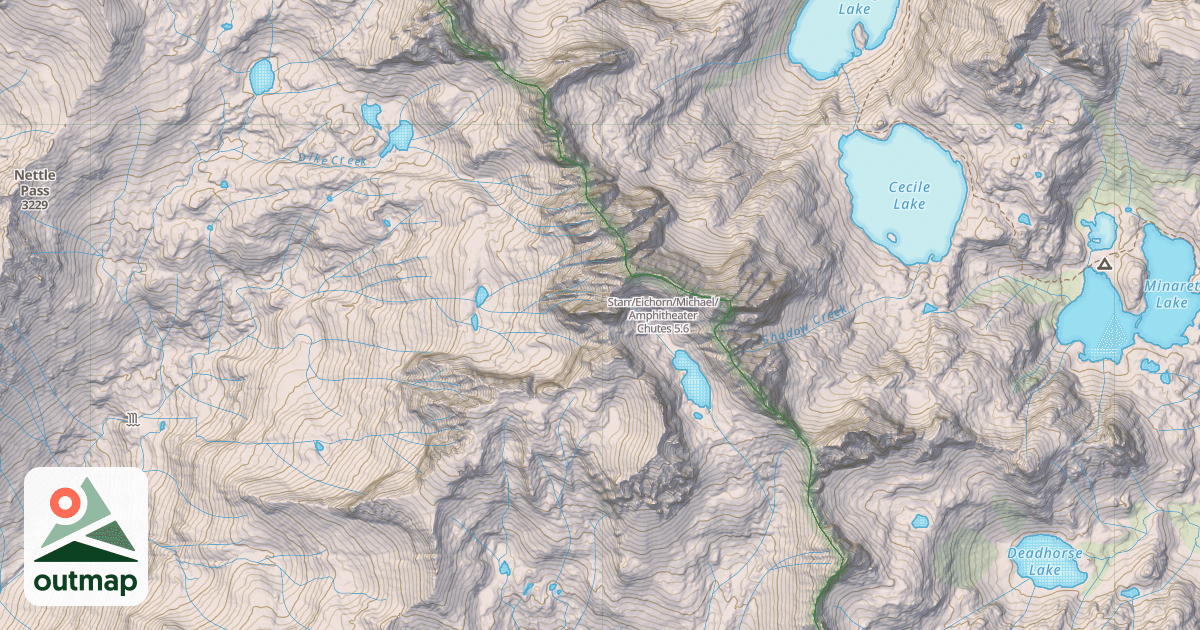 Map of Starr/Eichorn/Michael/Amphitheater Chutes