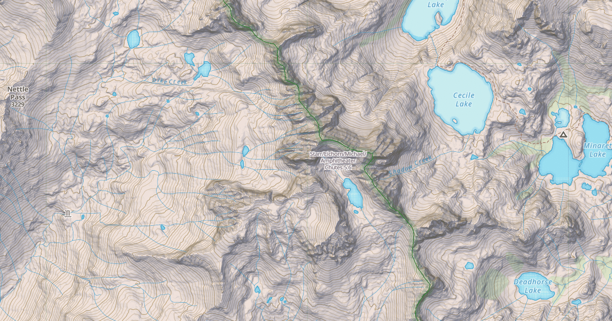 Map preview of Starr/Eichorn/Michael/Amphitheater Chutes