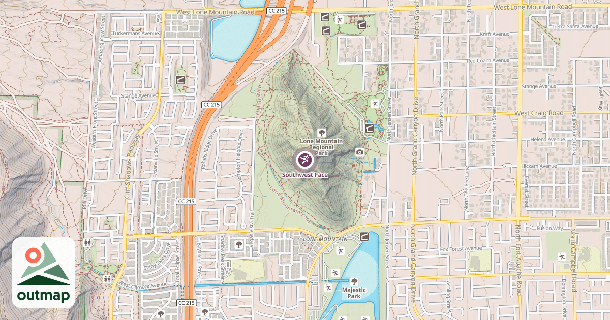 Map of Southwest Face