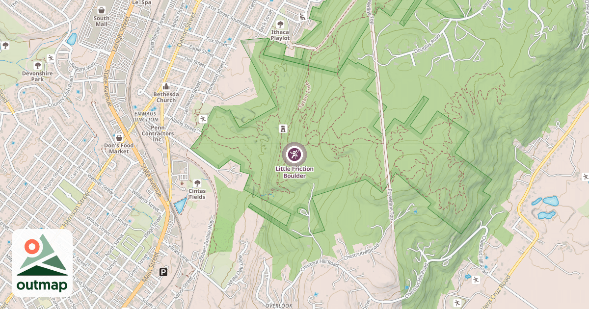 Map of Little Friction Boulder