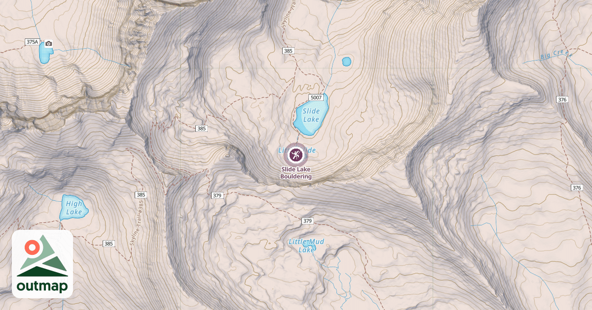 Map of Slide Lake Bouldering