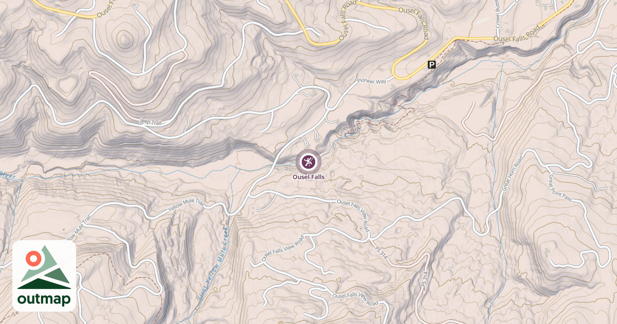Map of Ousel Falls