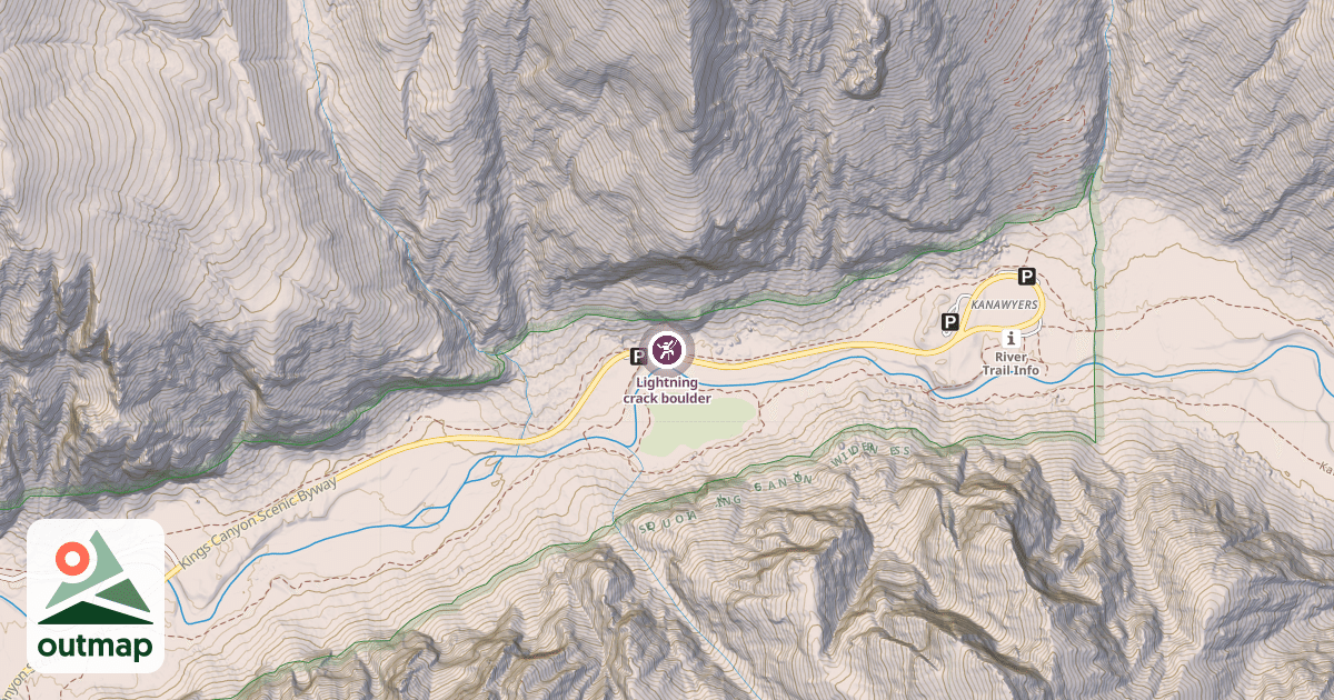 Map of Lightning crack boulder
