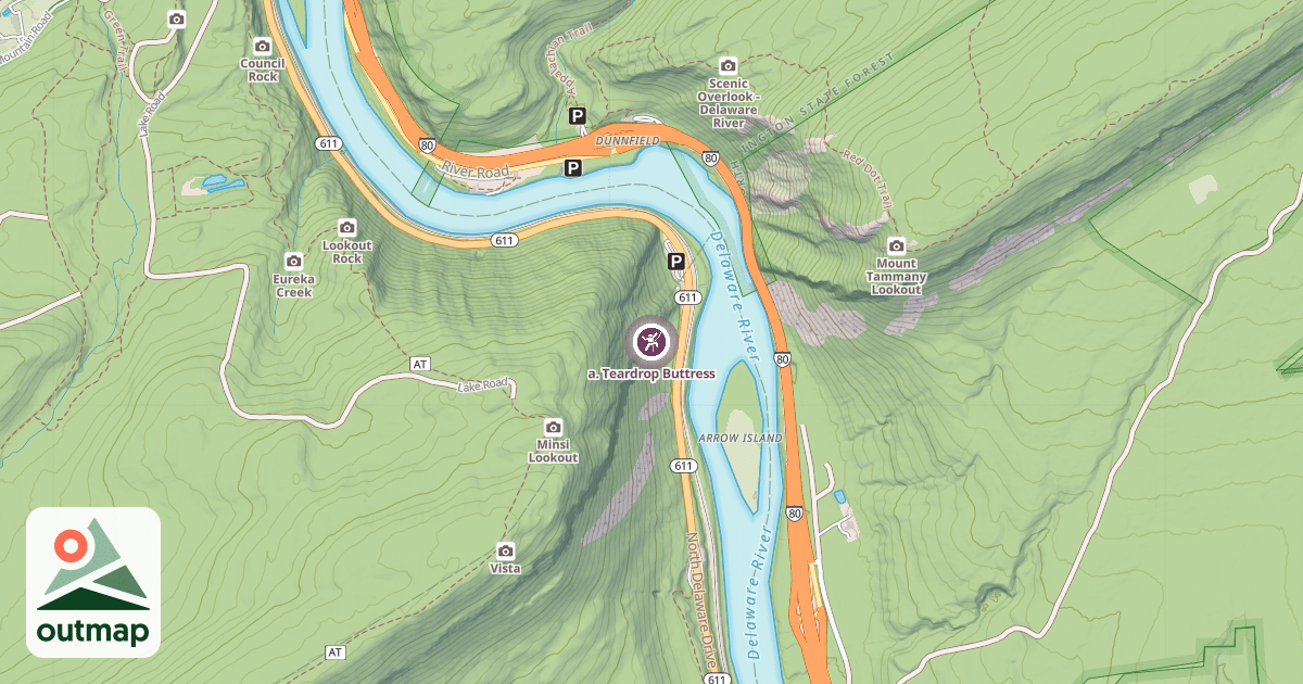Map of a. Teardrop Buttress