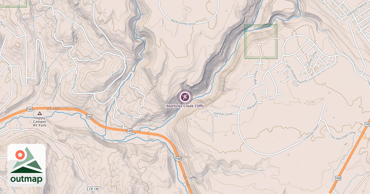 Map of Martinez Creek Cliffs