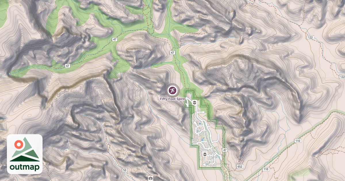 Map of Fifty Foot Spire