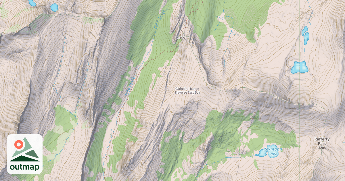 Map of Cathedral Range Traverse