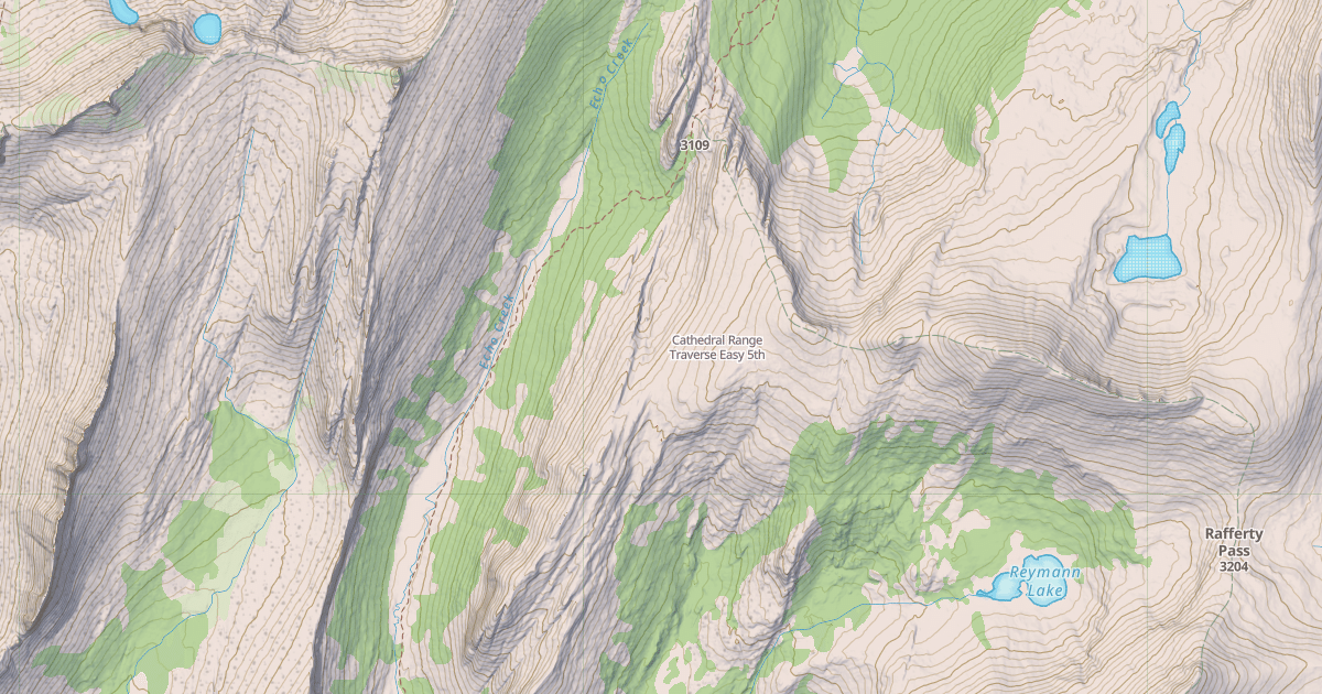 Map preview of Cathedral Range Traverse