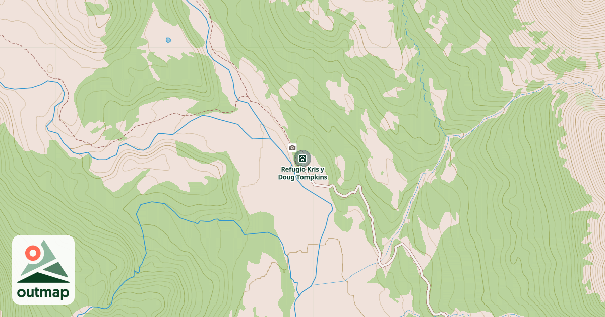 Map of Refugio Kris y Doug Tompkins in Río Chico