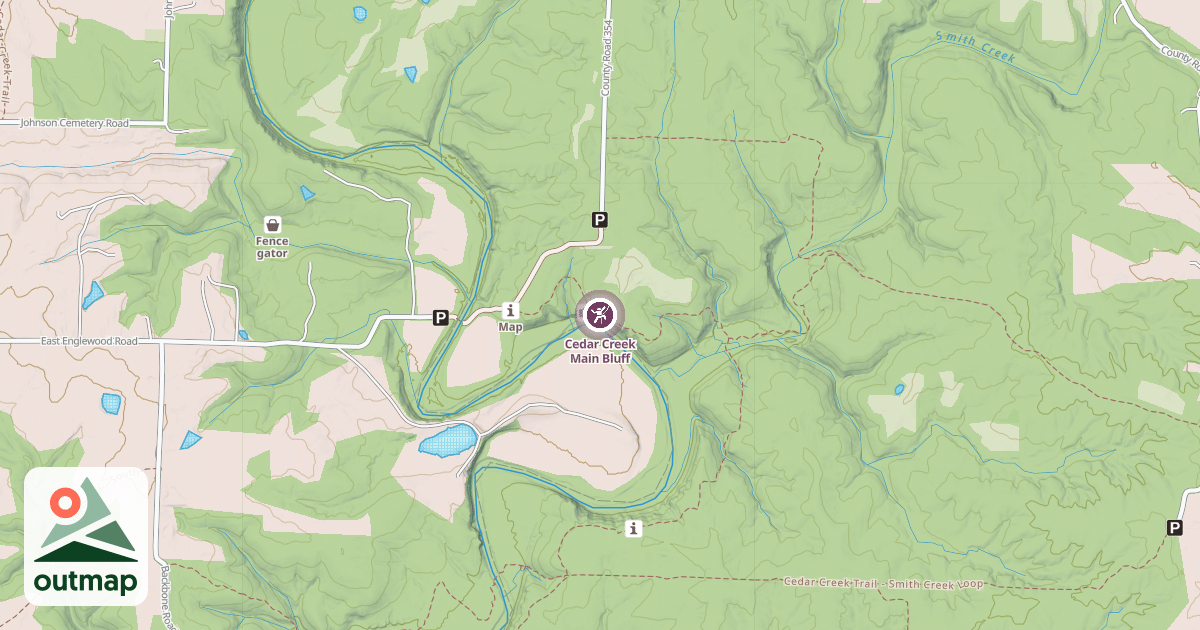 Map of Cedar Creek Main Bluff