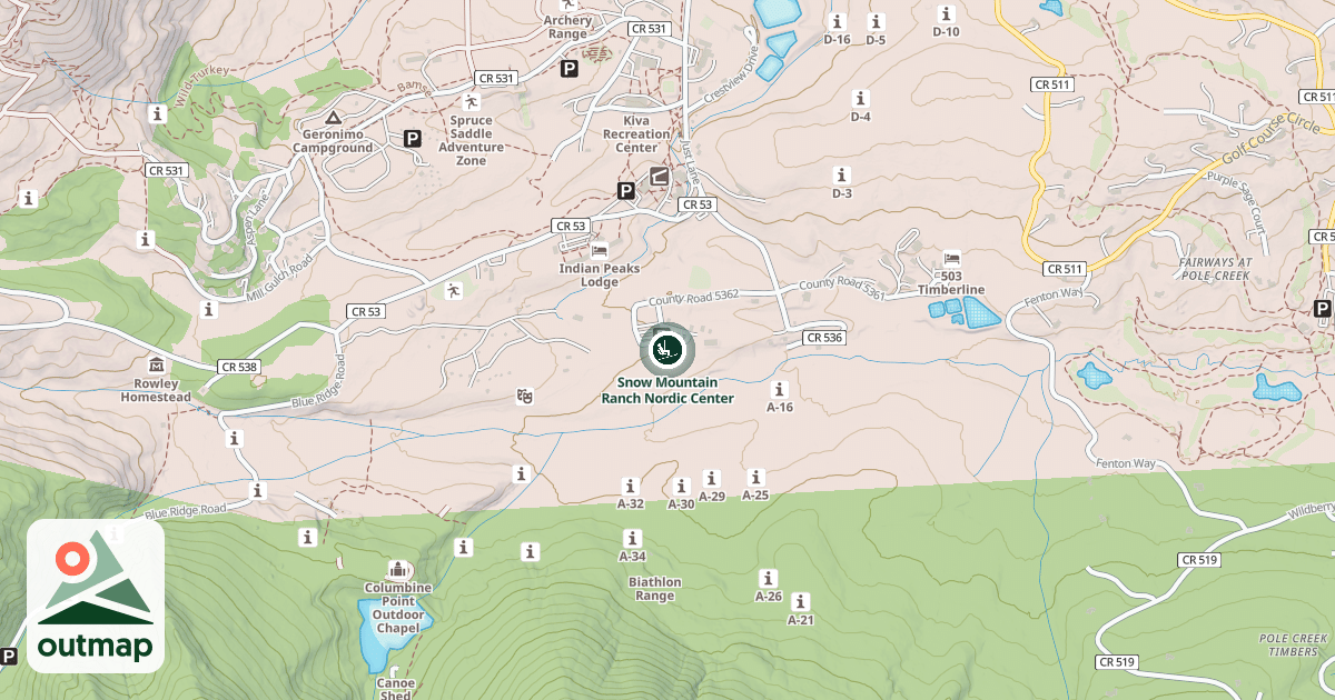 Map of Snow Mountain Ranch Nordic Center
